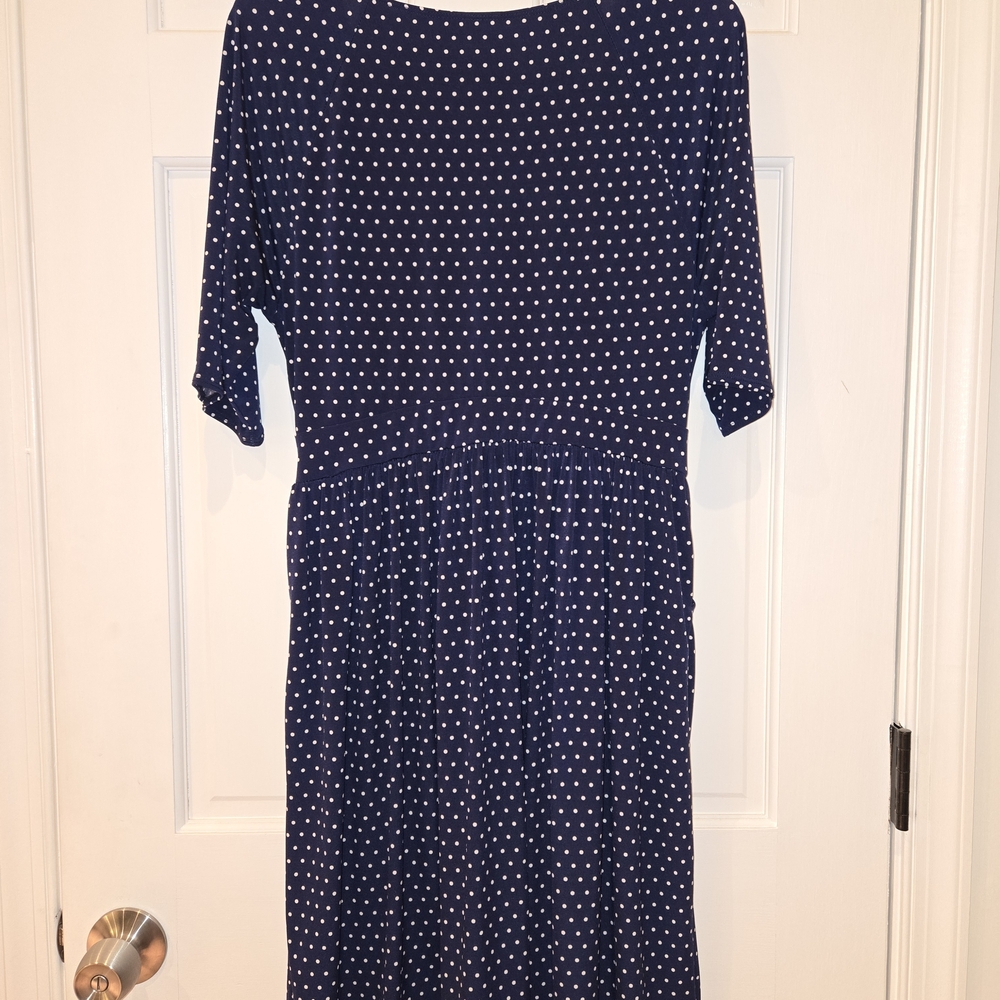 Torrid Navy Polka Dot Wrap Dress - Picture 5 of 5